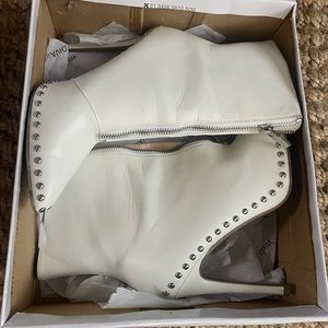 white studded booties